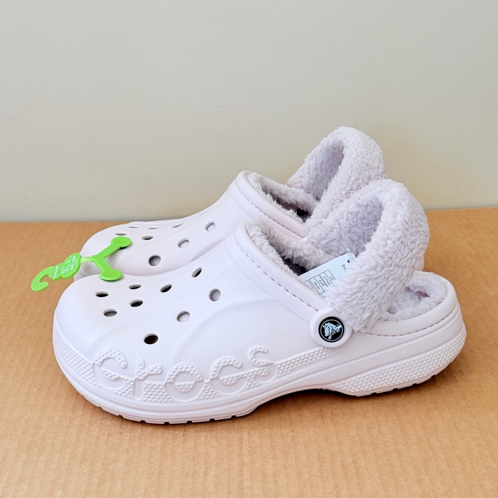CROCS Baya Faux Fur Lined Clogs Women’s Size 9 | Men’s Size 7 | Barely Pink - Picture 4 of 10